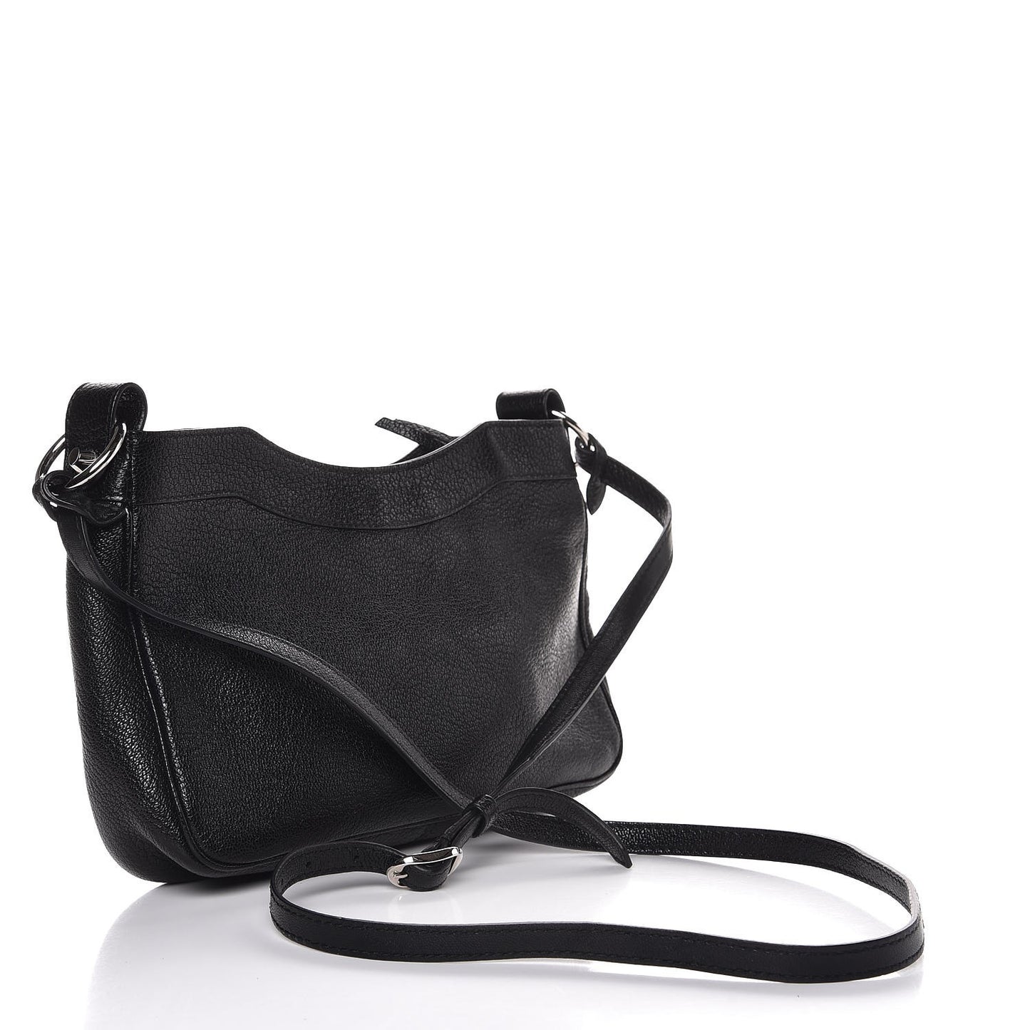 Chevre Silver Metallic Edge Hardware Hip Black