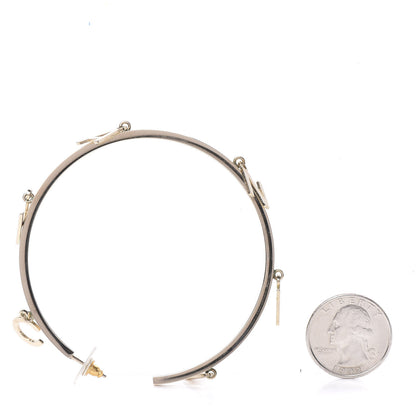 Chanel Logo Charms Hoop Earrings Light Gold 2 of 5