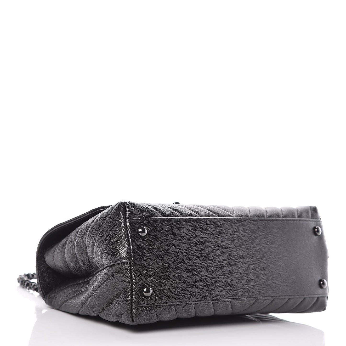 Caviar Chevron Quilted Small Coco Handle Flap So Black