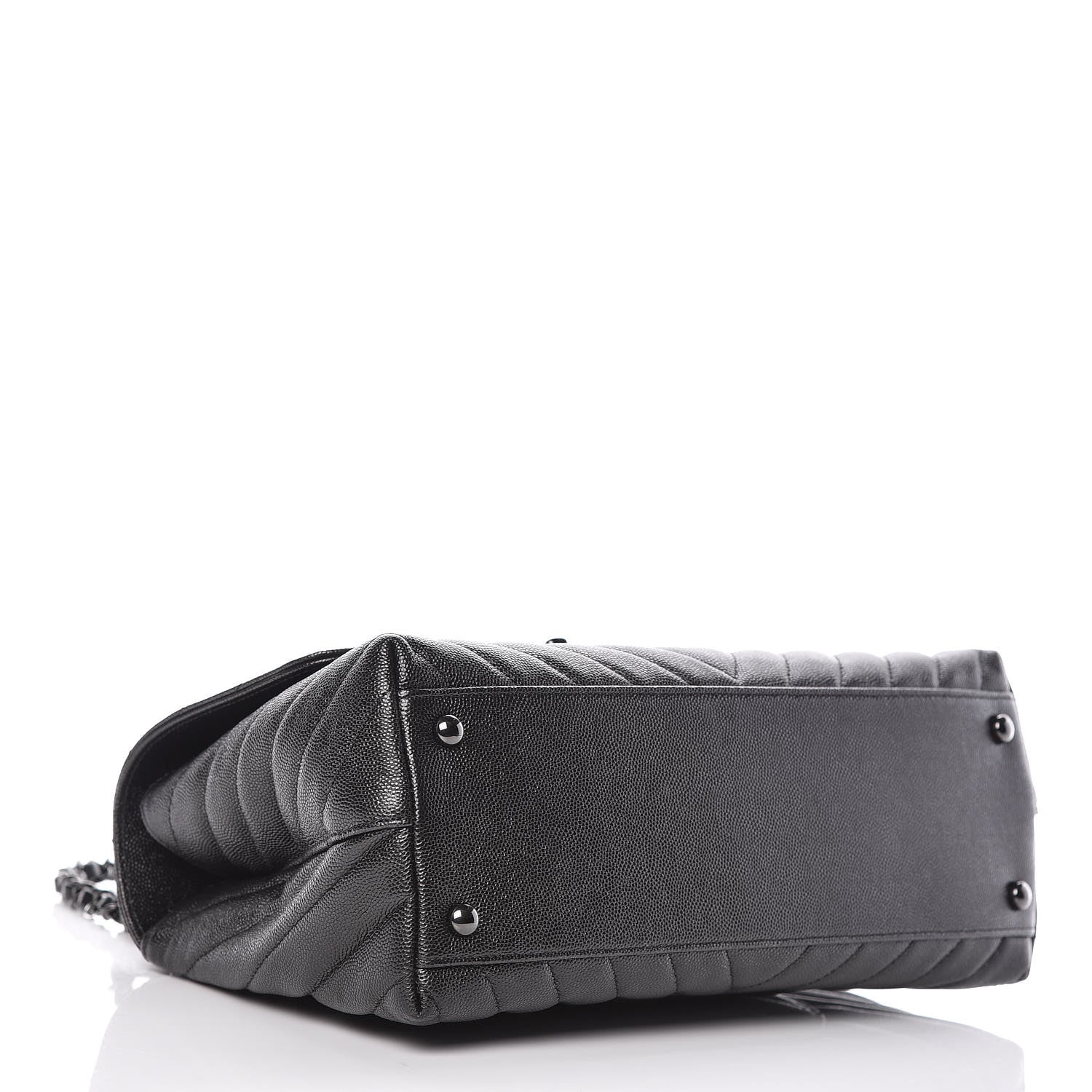 Chanel Caviar Chevron Quilted Small Coco Handle Flap So Black 5 of 11