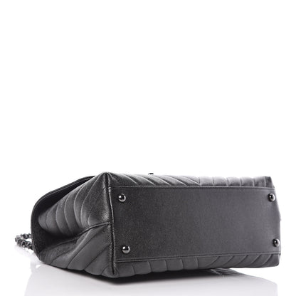 Chanel Caviar Chevron Quilted Small Coco Handle Flap So Black 5 of 11