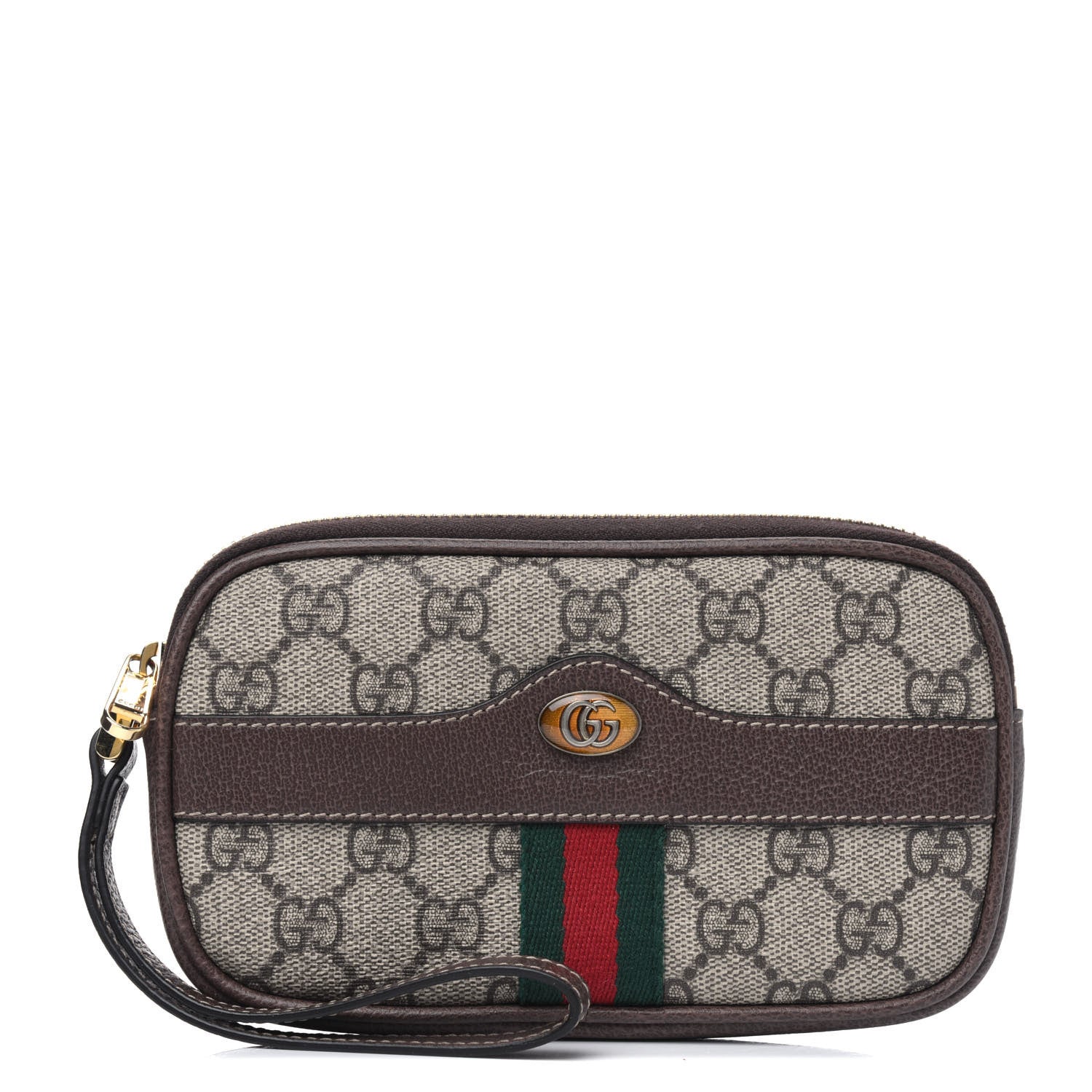 Gucci GG Supreme Monogram Ophidia Phone Case Wristlet Brown 1 of 5