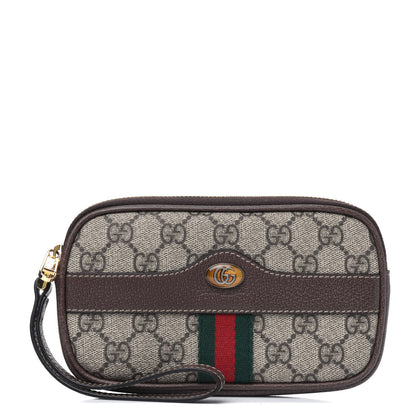 Gucci GG Supreme Monogram Ophidia Phone Case Wristlet Brown 1 of 5