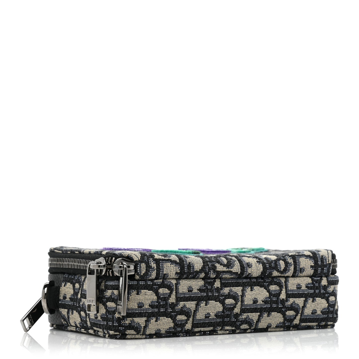 X KENNY SCHARF Oblique Canvas Embroidered Patches Crossbody Charcoal