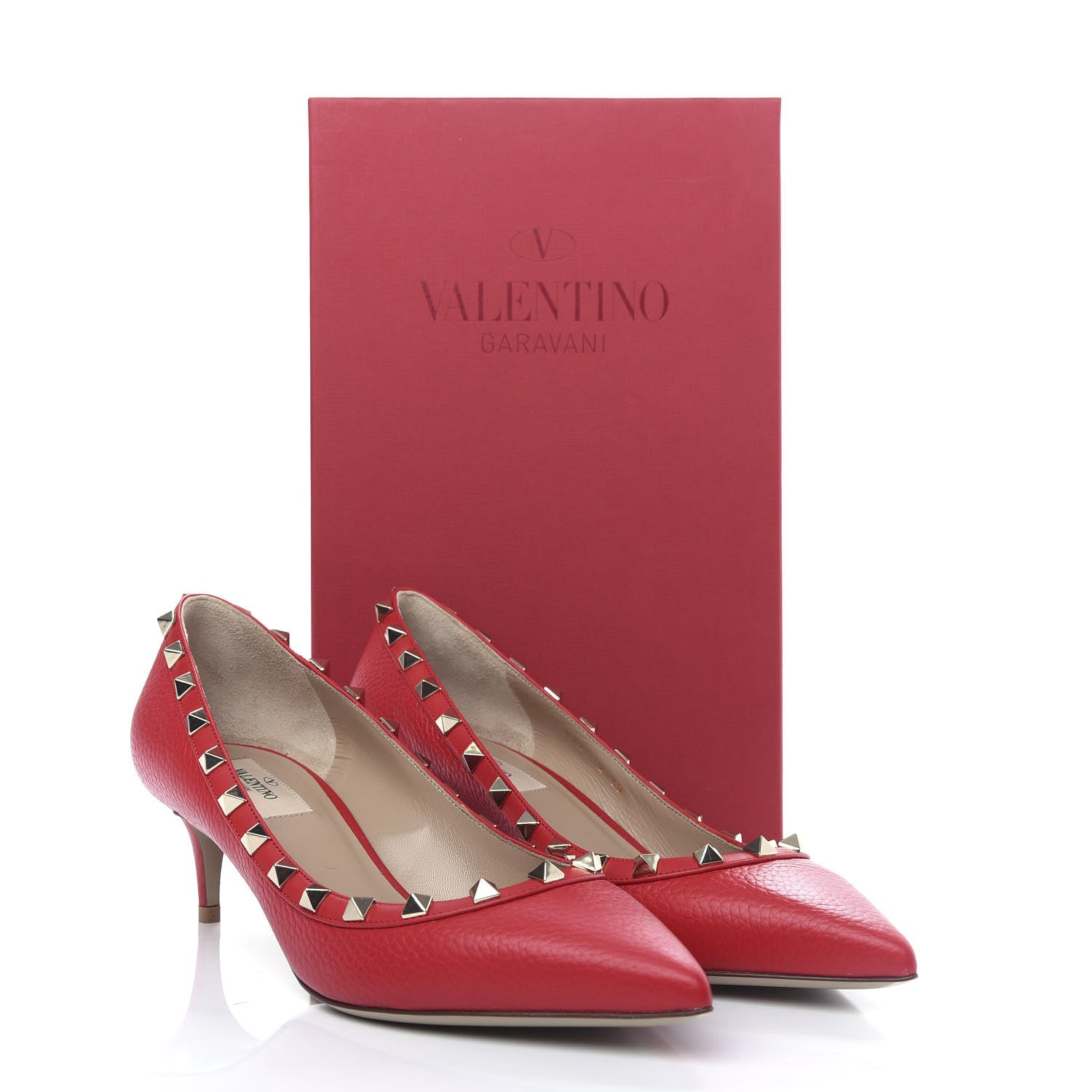 Valentino Garavani Pebbled Calfskin Rockstud 50mm Pumps 39 Rouge Pur 11 of 11