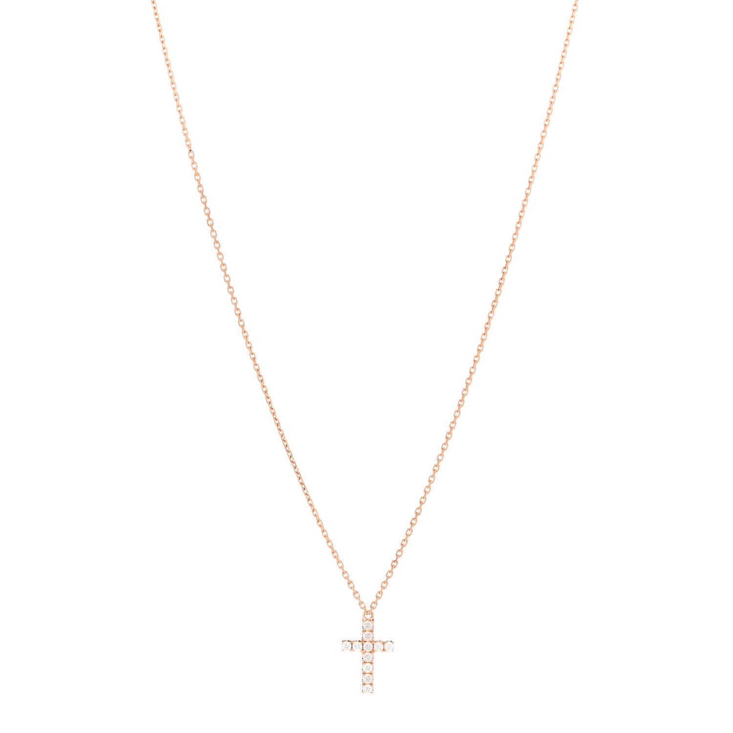Cartier 18K Pink Gold Diamond Symbols Cross Pendant Necklace 1 of 6