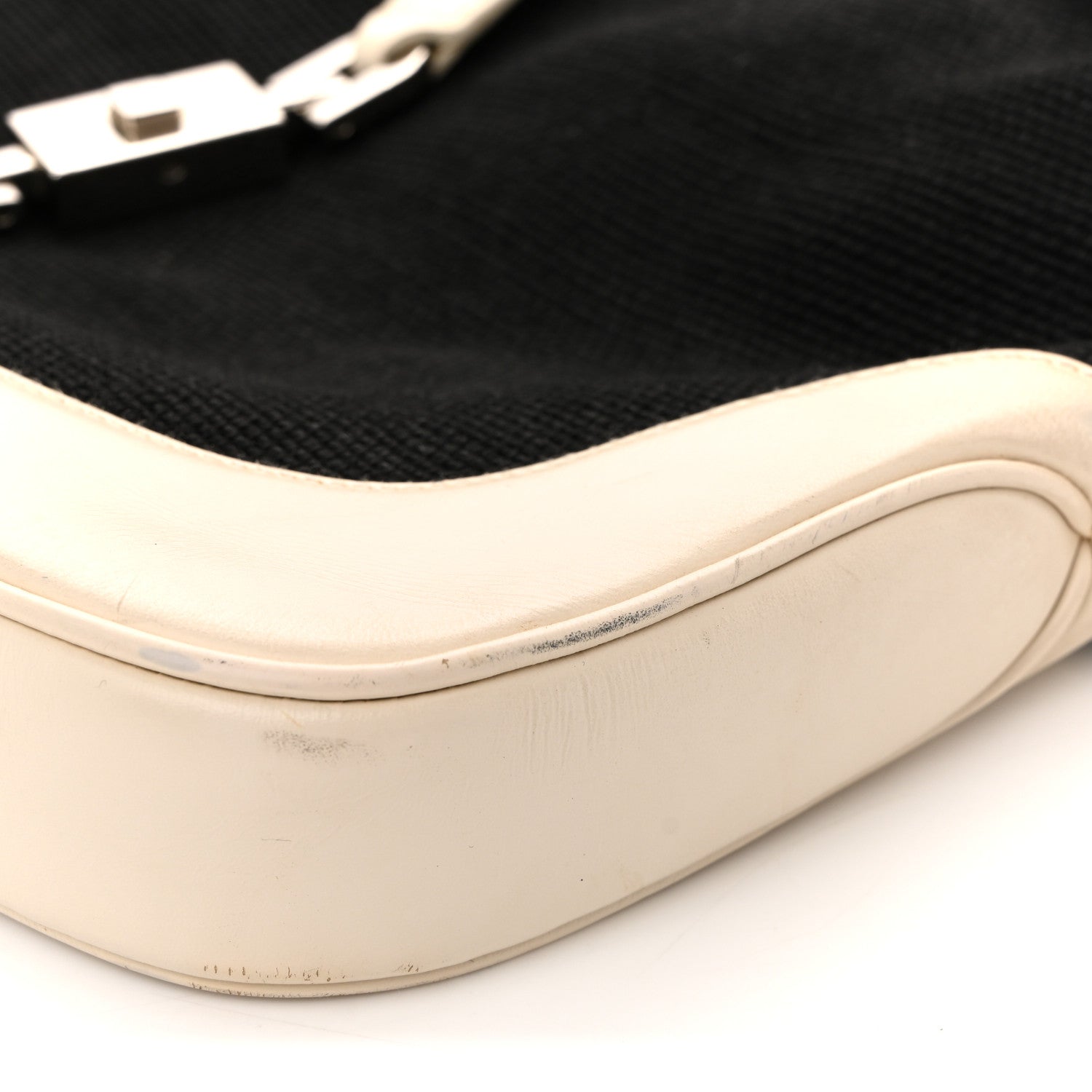 Gucci Canvas Calfskin Jackie O Chain Hobo White Black 11 of 16