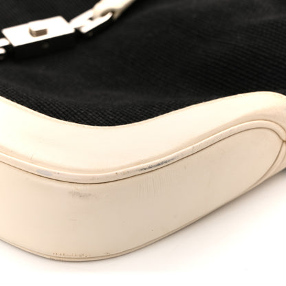 Gucci Canvas Calfskin Jackie O Chain Hobo White Black 11 of 16
