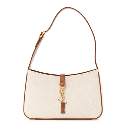 Saint Laurent Smooth Calfskin Canvas Le 5 A 7 Hobo Natural Beige Brick 1 of 11