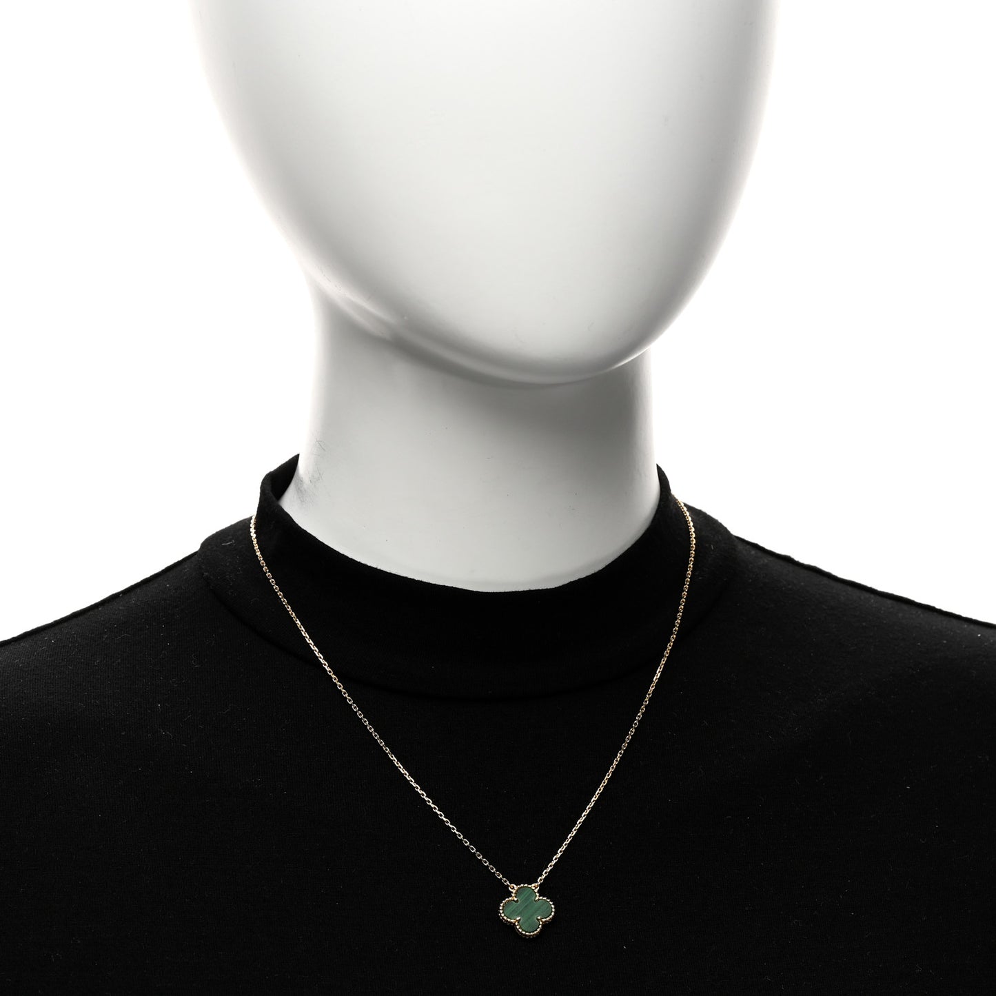 VAN CLEEF &amp; ARPELS 18K Yellow Gold Malachite Vintage Alhambra Pendant Necklace