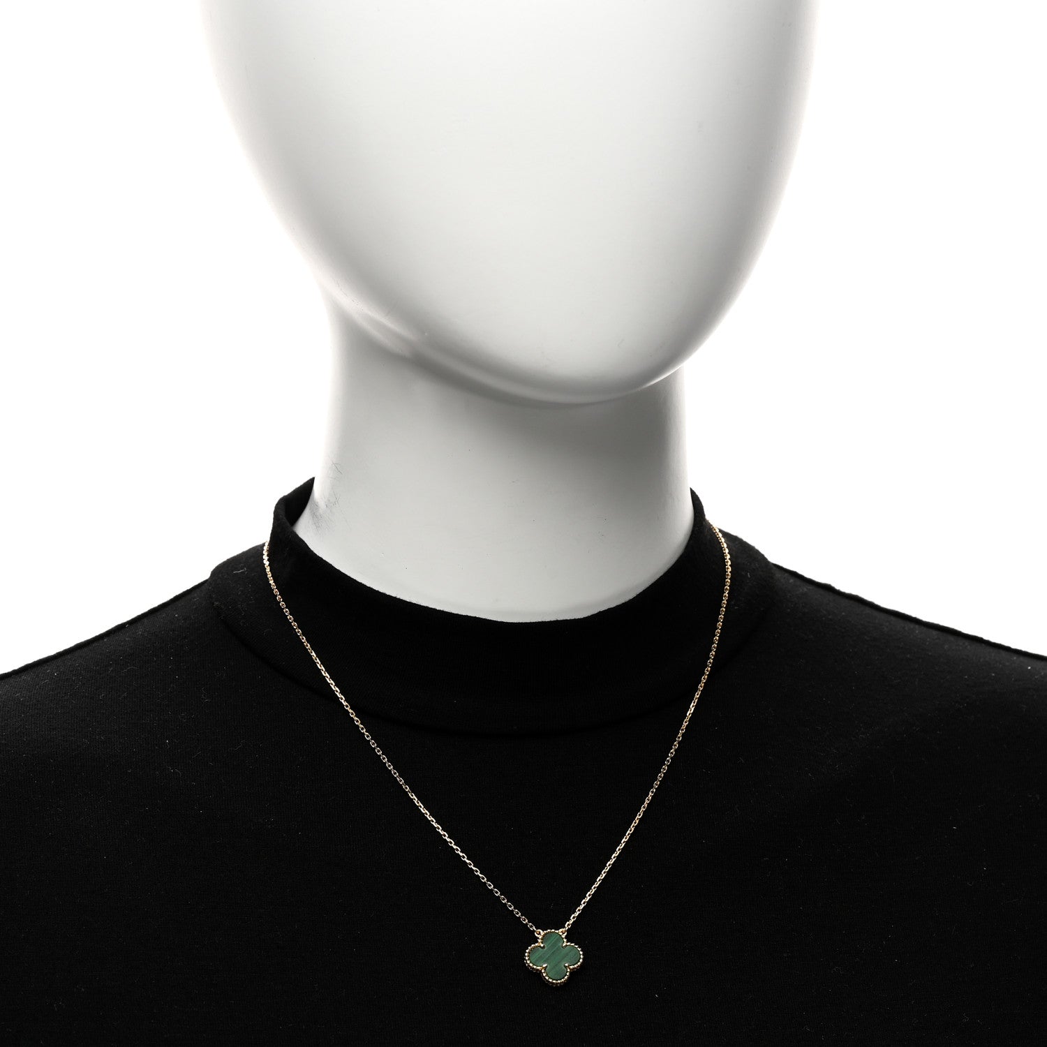 Van Cleef & Arpels VAN CLEEF &amp; ARPELS 18K Yellow Gold Malachite Vintage Alhambra Pendant Necklace 2 of 6
