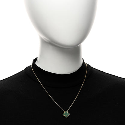 Van Cleef & Arpels VAN CLEEF &amp; ARPELS 18K Yellow Gold Malachite Vintage Alhambra Pendant Necklace 2 of 6