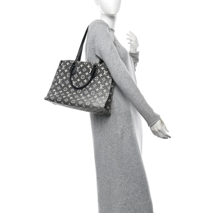 Louis Vuitton Monogram Jacquard Denim Onthego MM Black 2 of 9