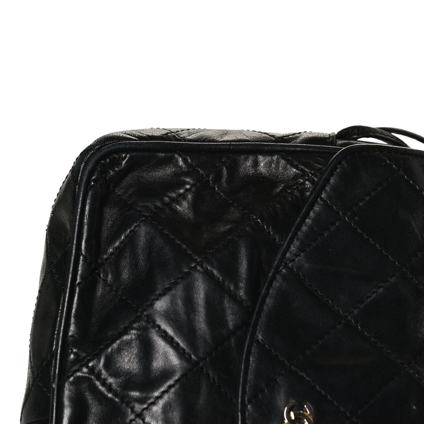 Lambskin Stitched Small Single Flap Black