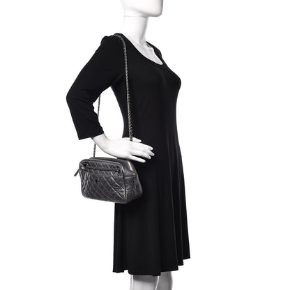 Chanel Metallic Aged Calfskin Quilted Medium Reissue Camera Case Dark Silver 2 of 9