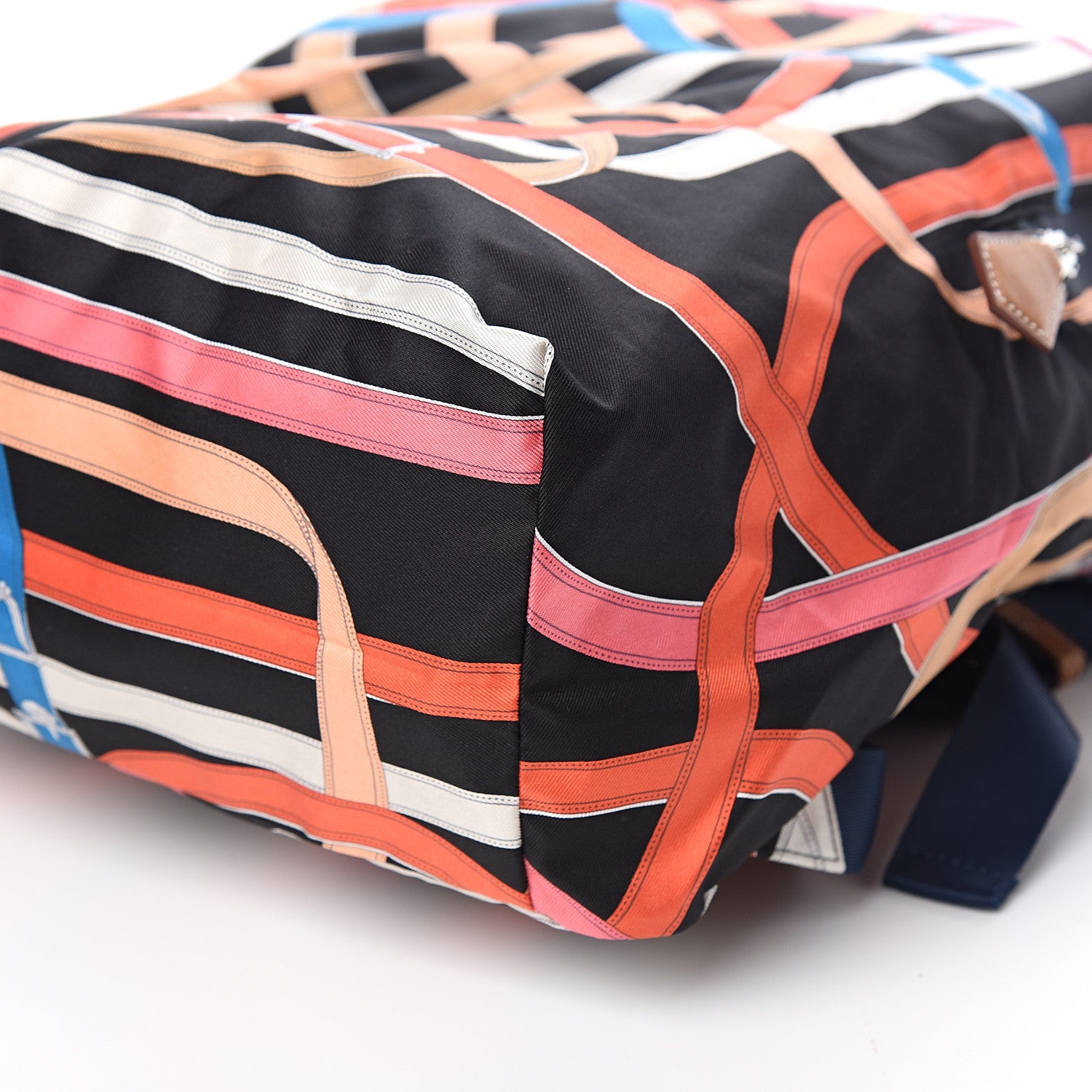 Hermes Silk Barenia Cavalcadour Airsilk Backpack Black Bleu Marine Fauve 7 of 8