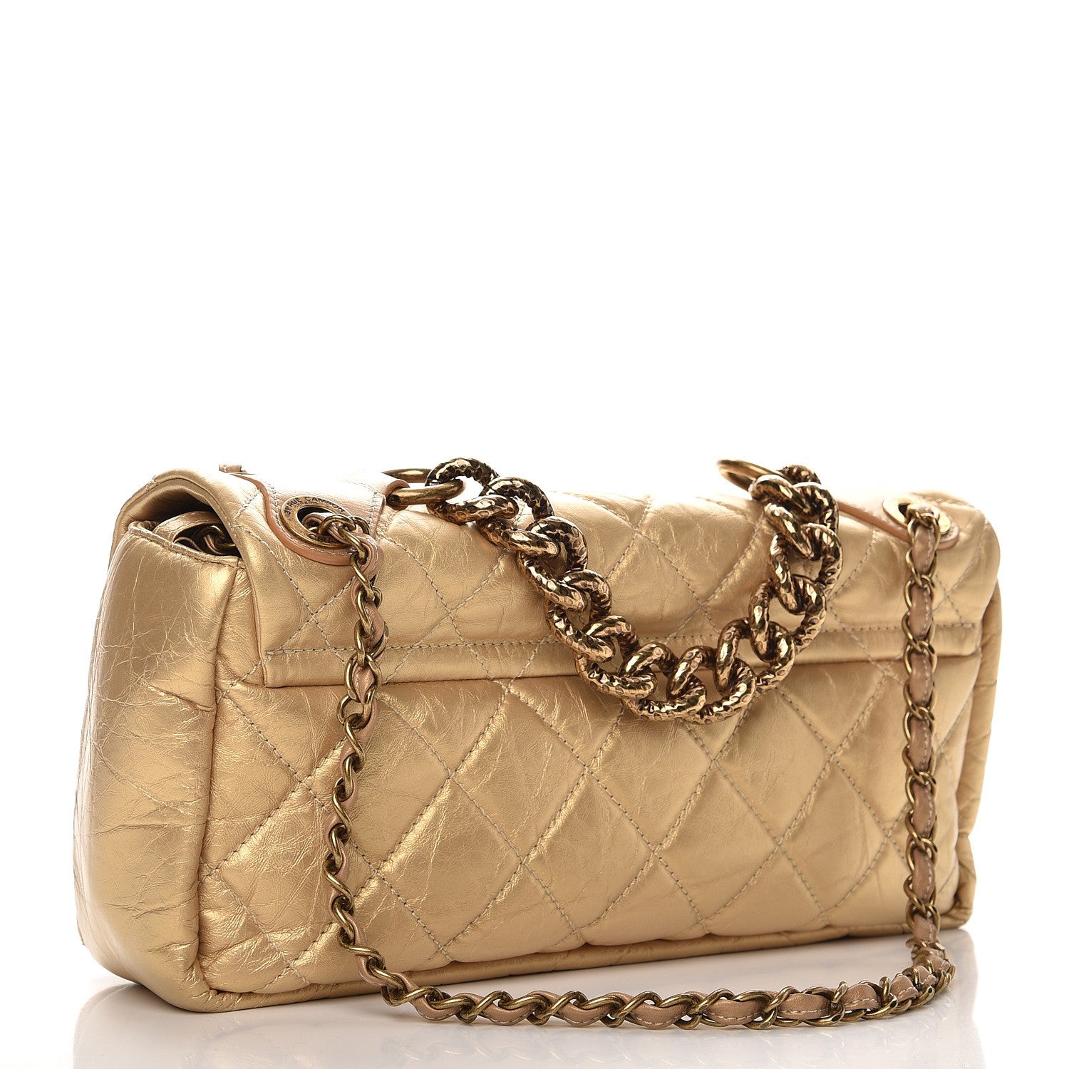 Chanel Metallic Aged Calfskin Quilted Small Pondichery Flap Gold 4 of 8