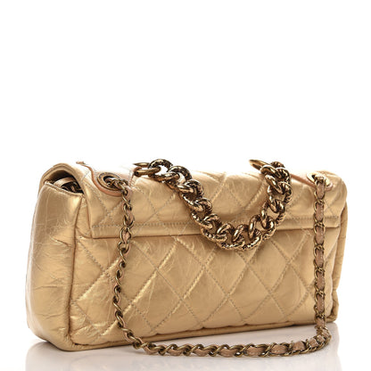 Chanel Metallic Aged Calfskin Quilted Small Pondichery Flap Gold 4 of 8