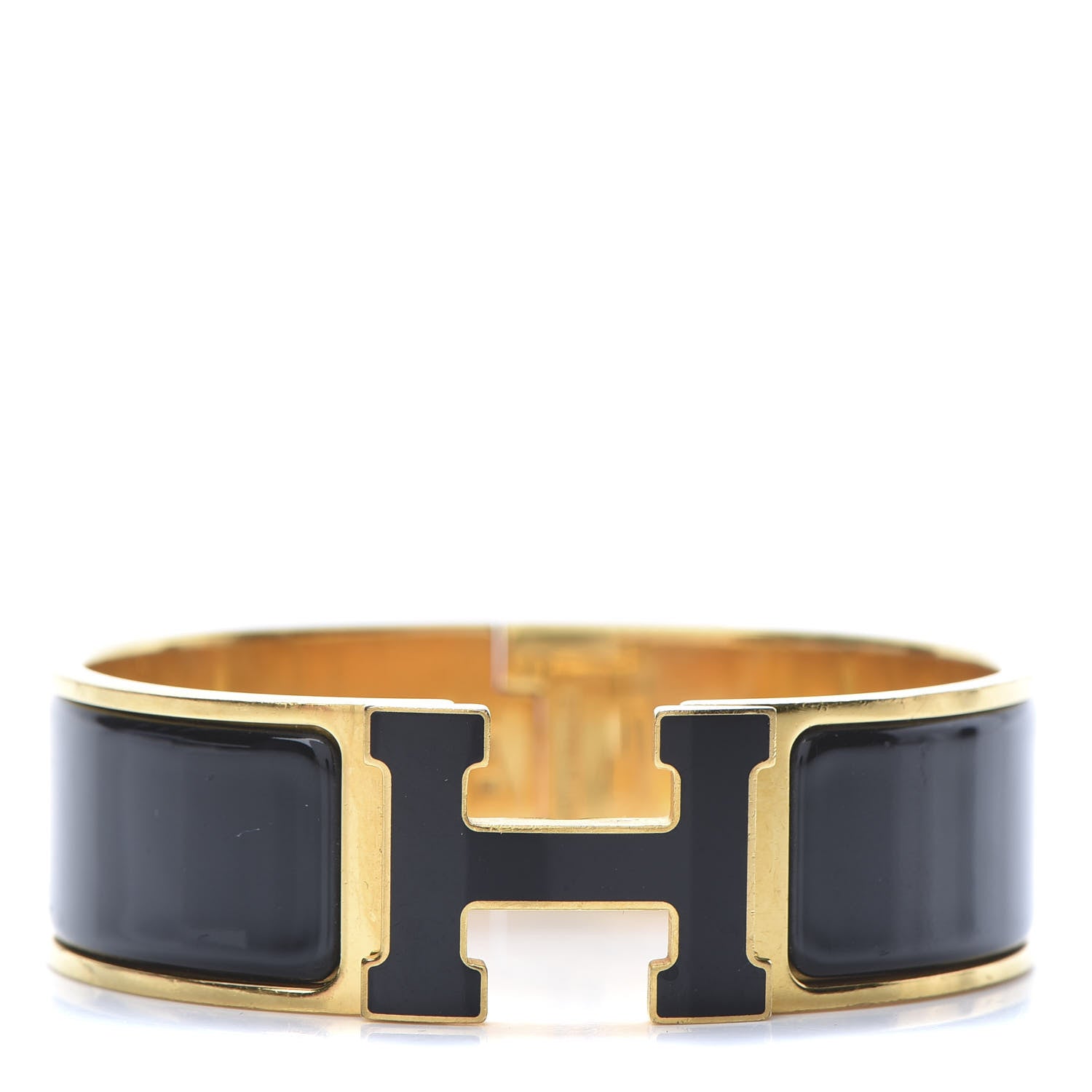 Hermes Enamel Wide Clic Clac H Bracelet PM Black 1 of 6