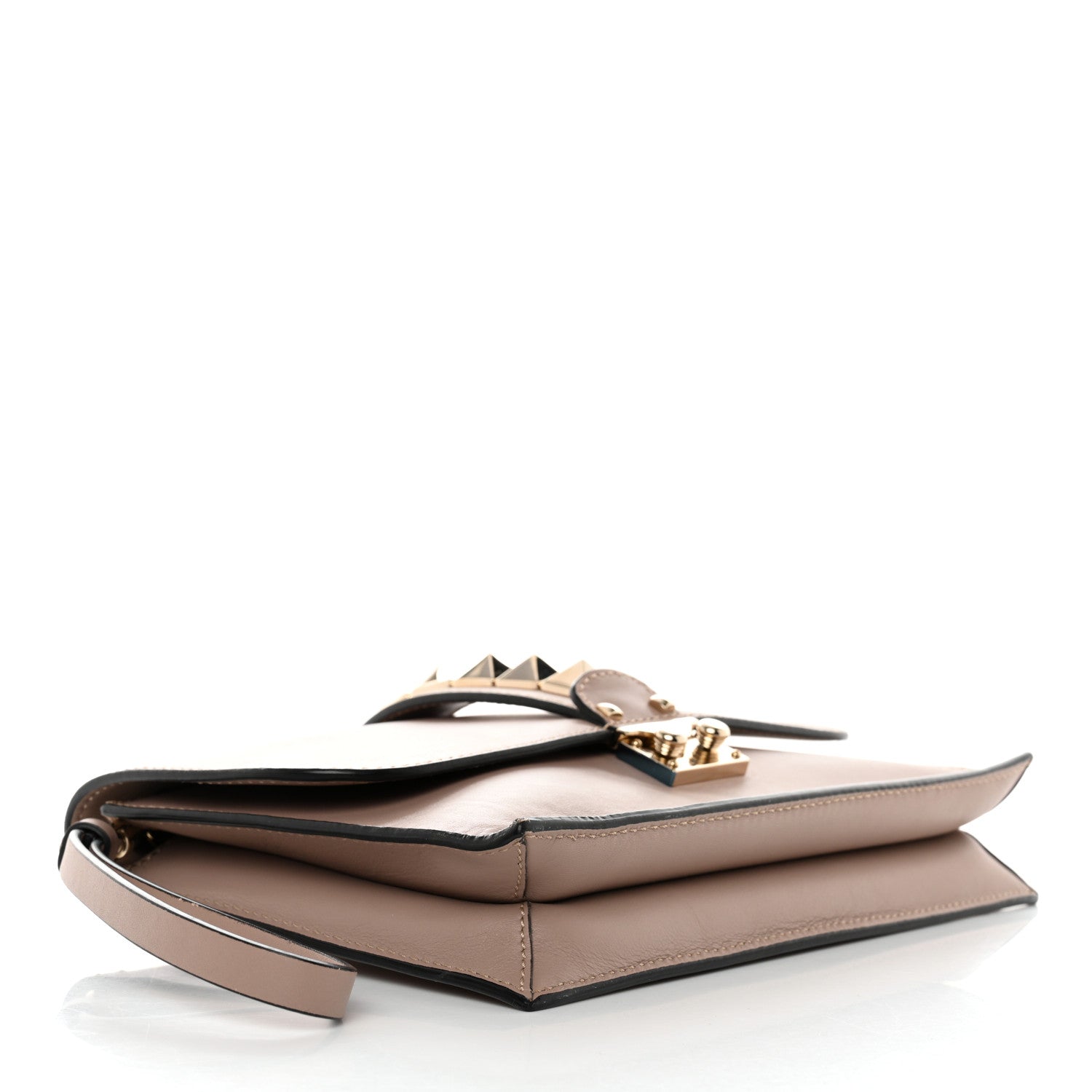 Valentino Garavani Vitello Glam Lock Rockstud Clutch Poudre 4 of 10