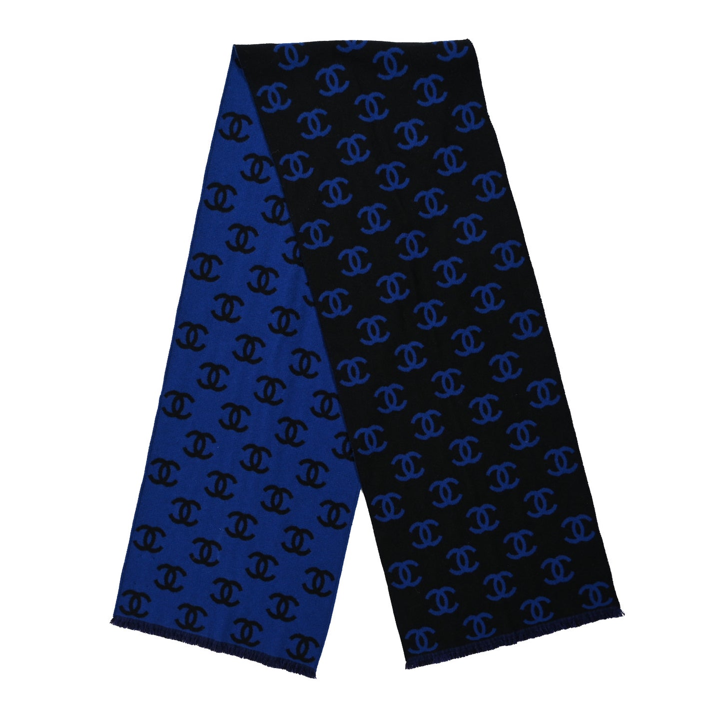 Wool Cashmere CC Scarf Blue Black