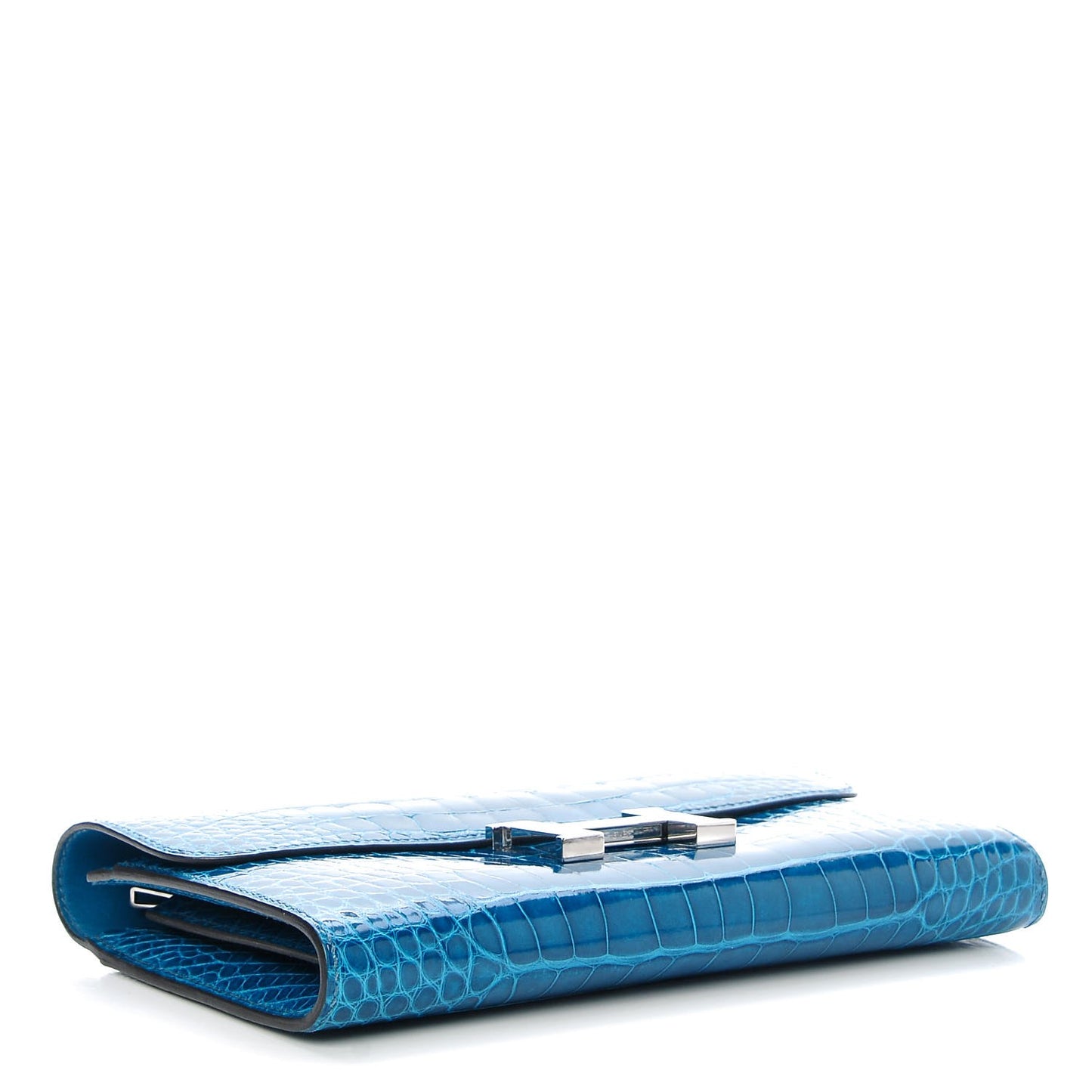 Shiny Alligator Constance Wallet Bleu Izmir