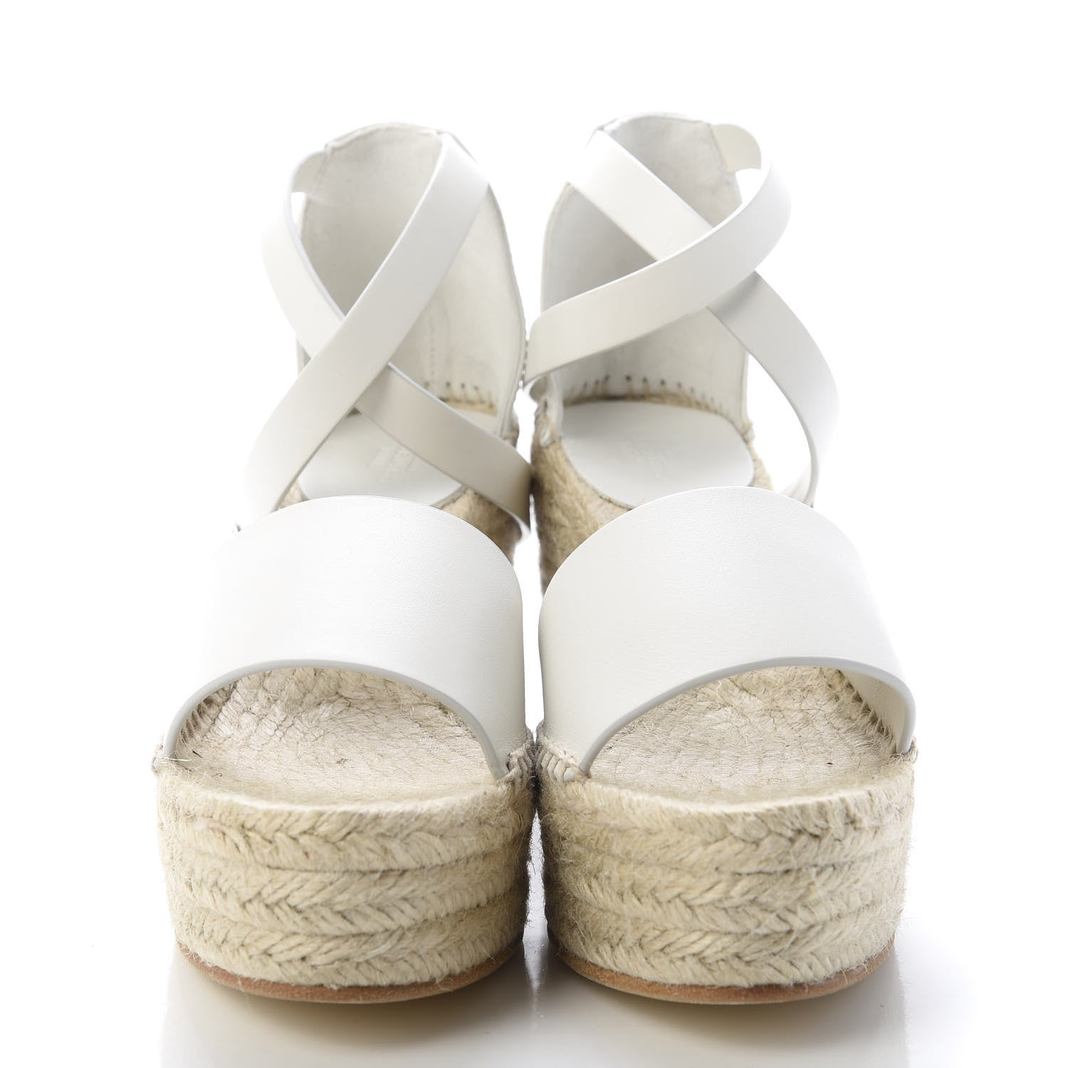Hermes Calfskin Tivoli Espadrille Wedge Sandals 36 White 2 of 9