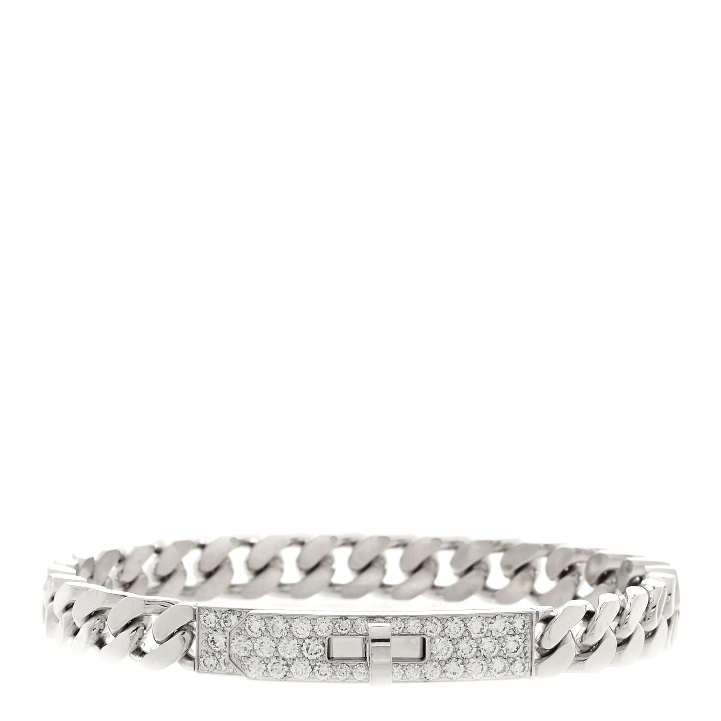 18K White Gold Diamond TPM Kelly Gourmette Bracelet SH