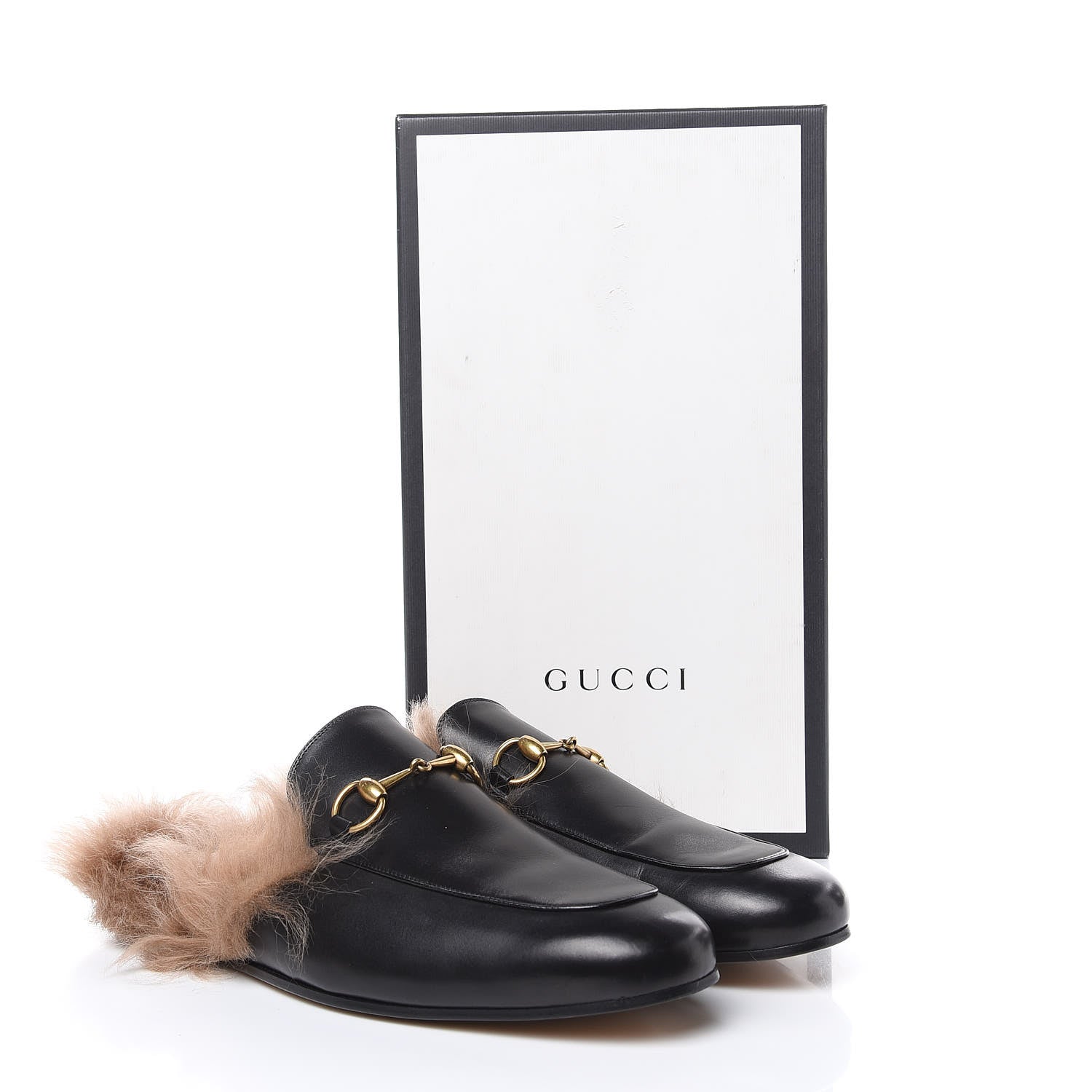 Gucci Calfskin Fur Mens Princetown Slippers 10.5 Black 10 of 10