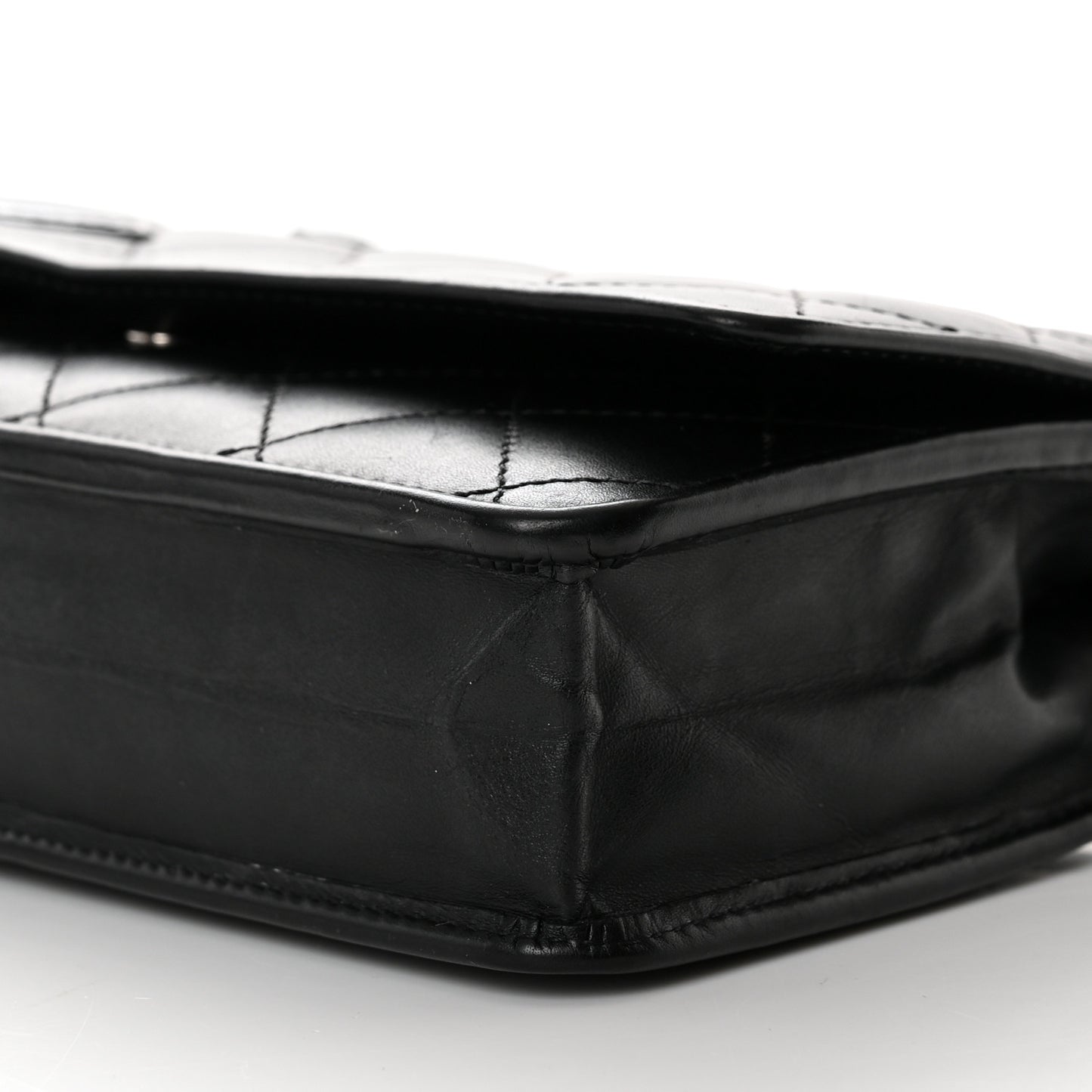 Calfskin Quilted Cambon Wallet on Chain WOC Black