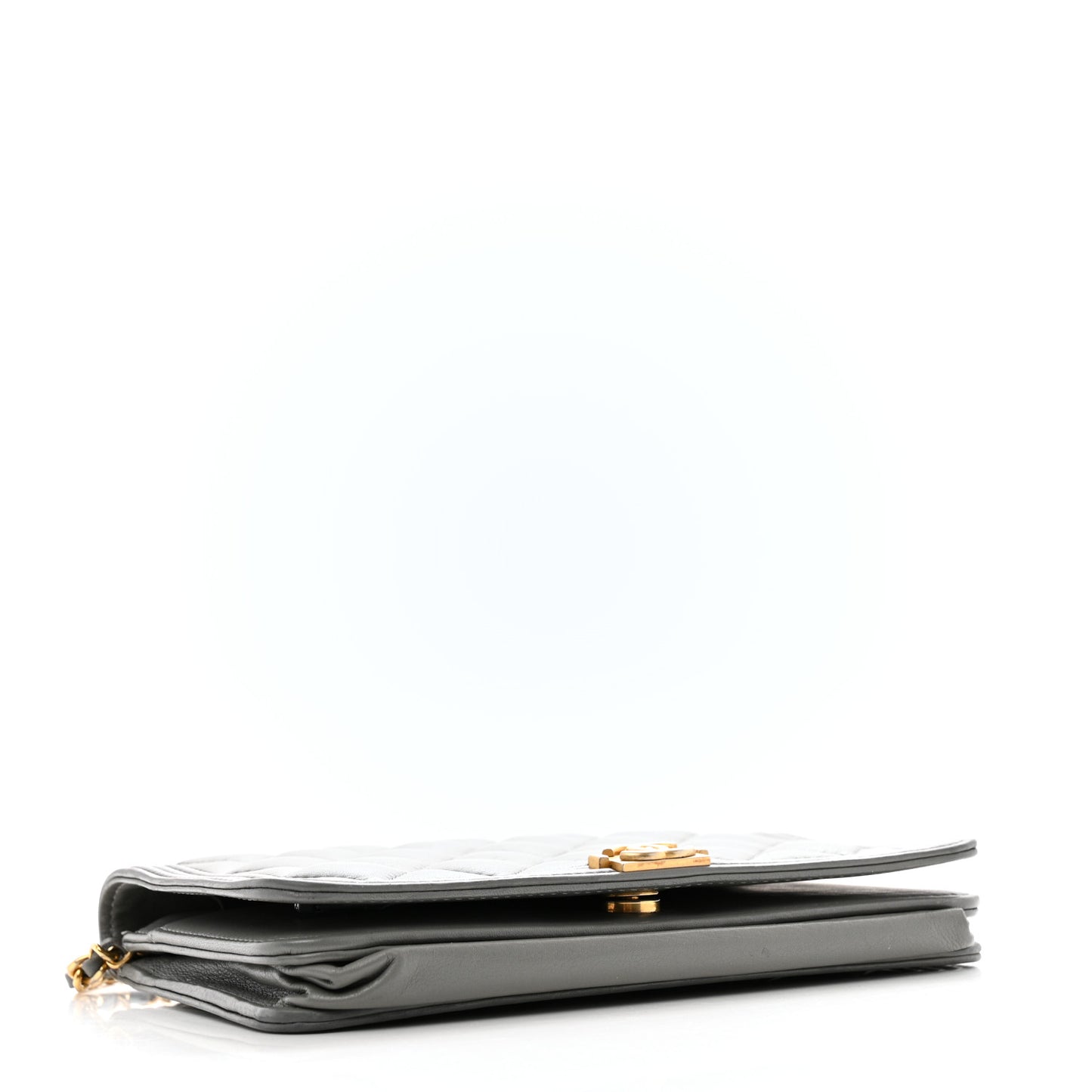 Lambskin Quilted Boy Wallet On Chain WOC Grey