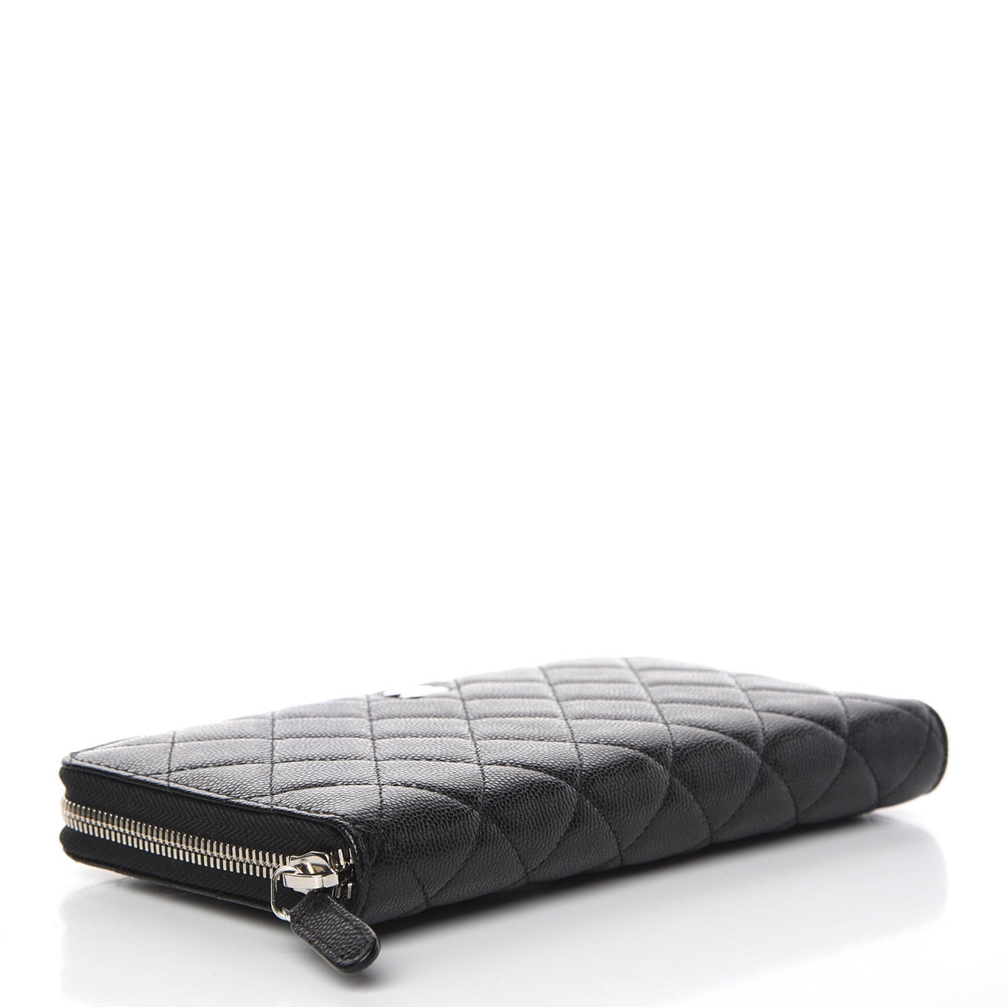 Caviar Quilted Large Zip Around Organizer Wallet Black