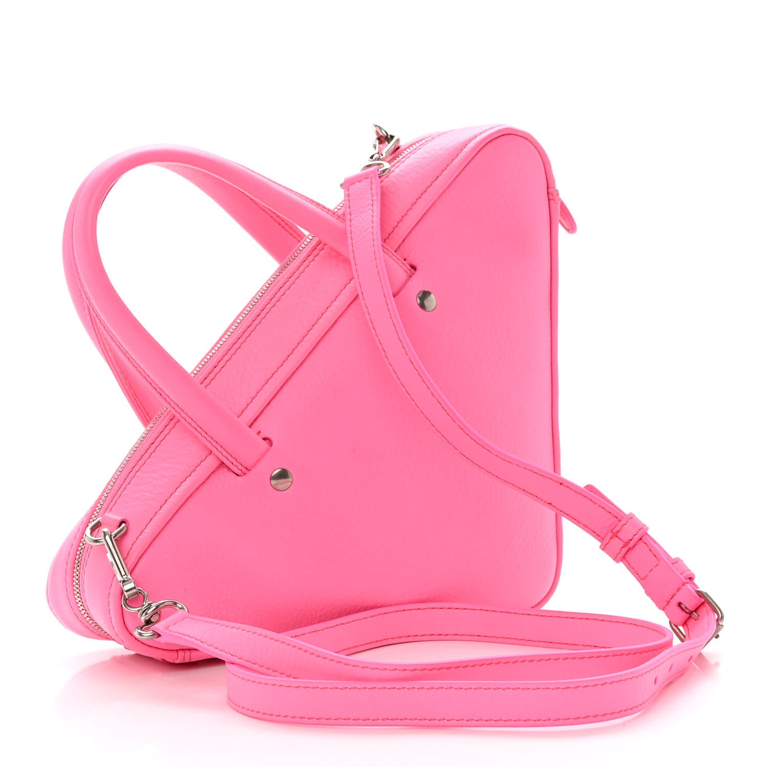 Balenciaga Shiny Day Calfskin XS Triangle Duffle Acid Pink Black 3 of 9