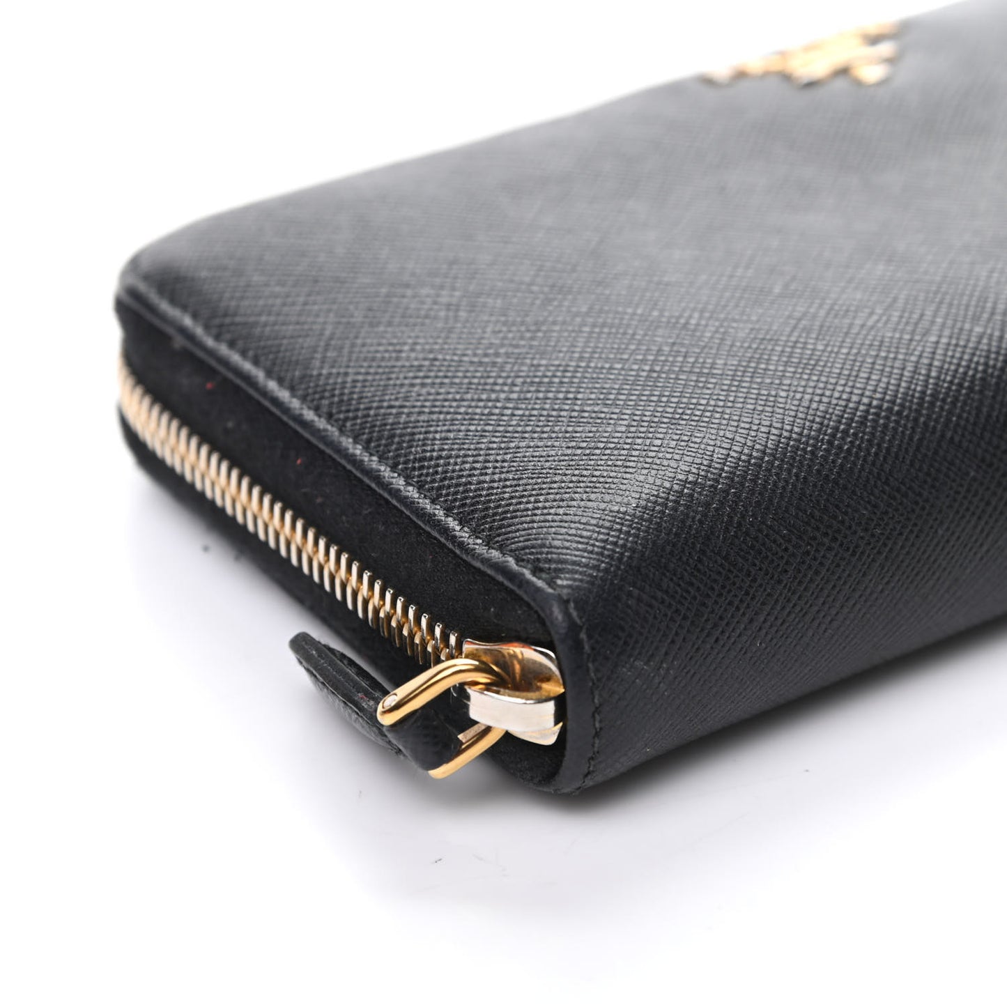Saffiano Metal Zip Around Wallet Black