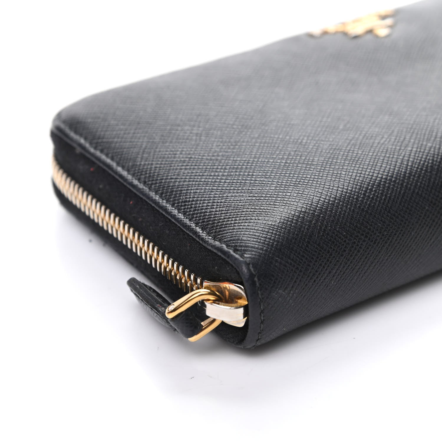 Prada Saffiano Metal Zip Around Wallet Black 7 of 9