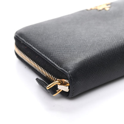 Prada Saffiano Metal Zip Around Wallet Black 7 of 9