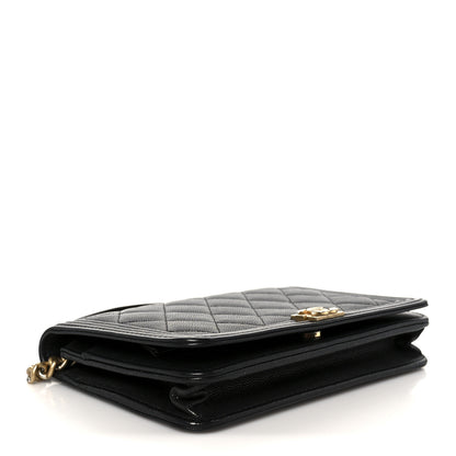 Chanel Caviar Quilted Boy Wallet On Chain WOC Black 4 of 13
