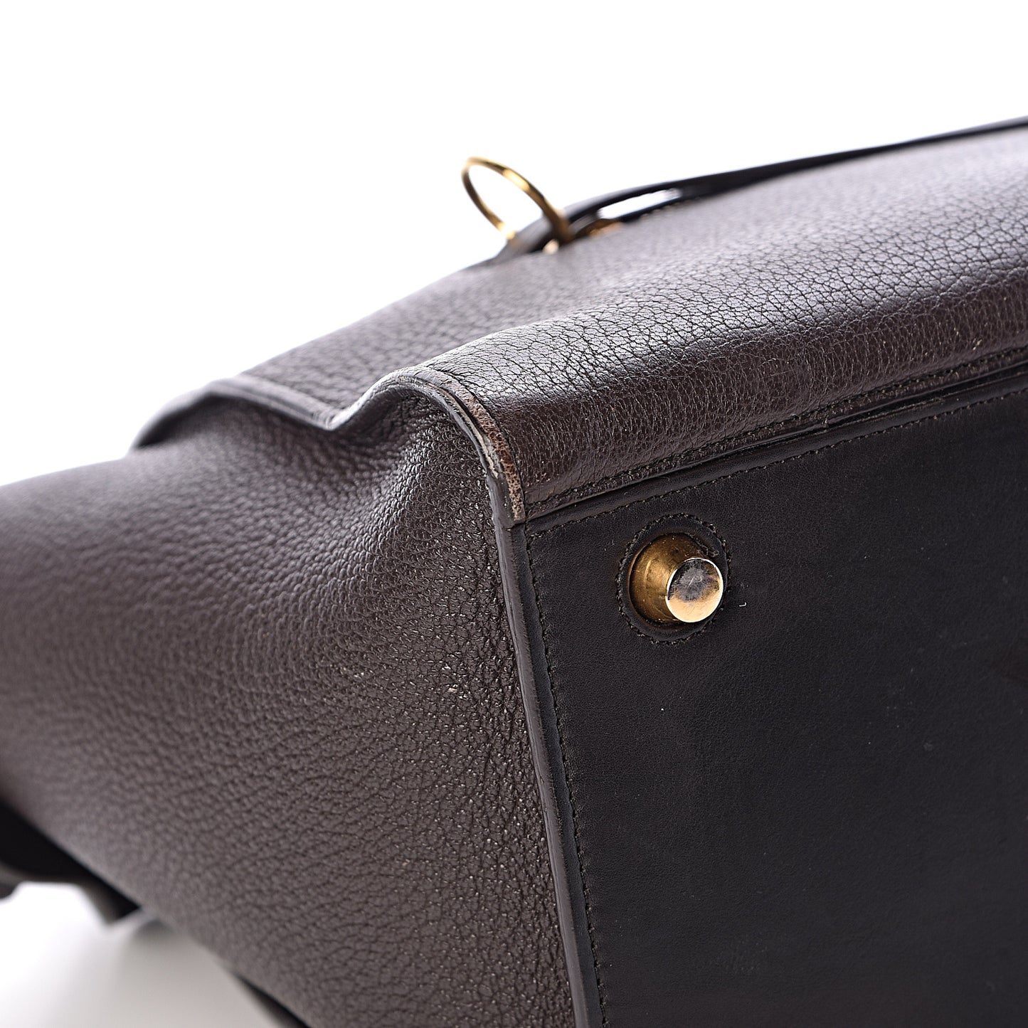 Goatskin Smooth Calfskin Small Ring Bag Dark Taupe