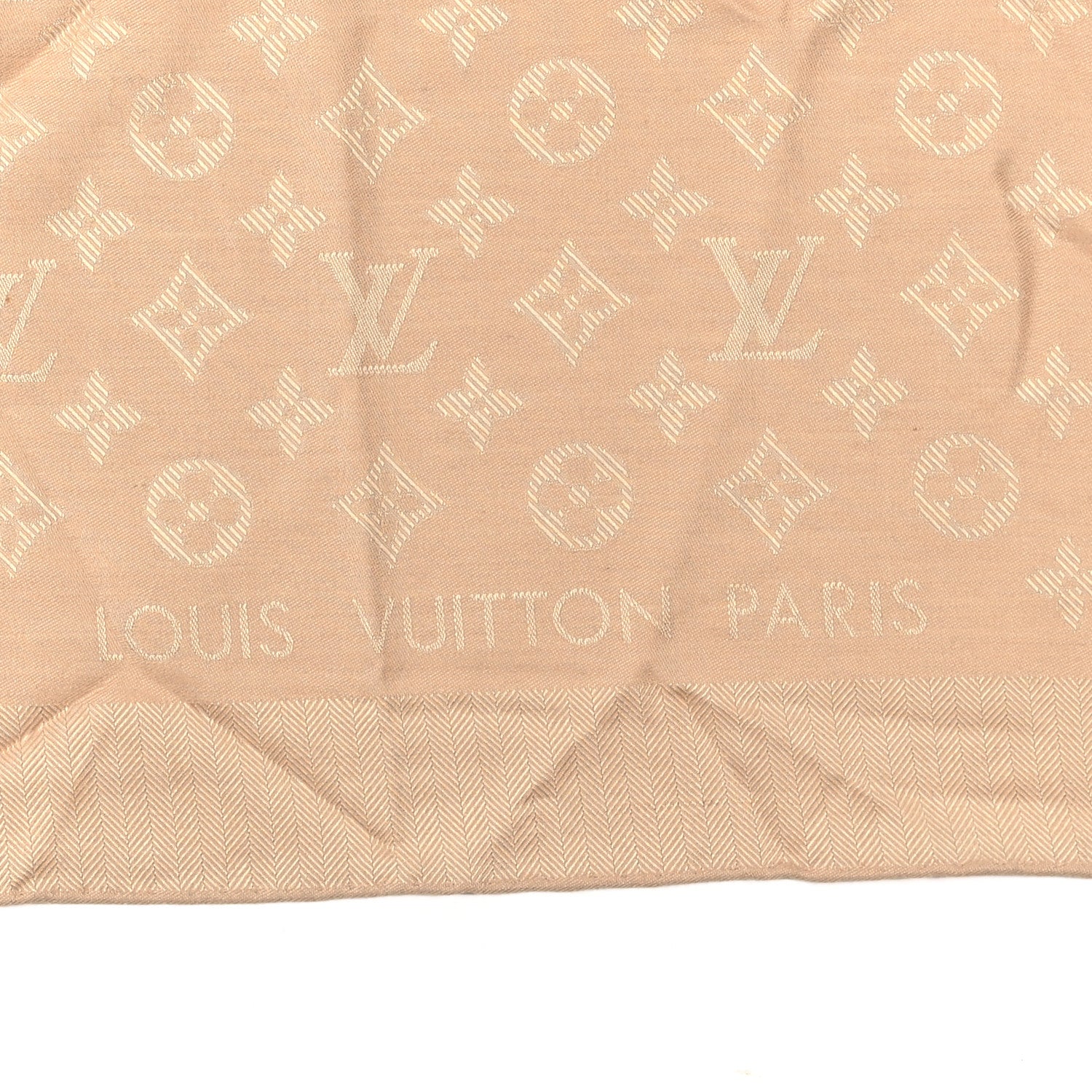 Louis Vuitton Silk Cashmere Monogram My Everything Shawl XS Beige 3 of 4