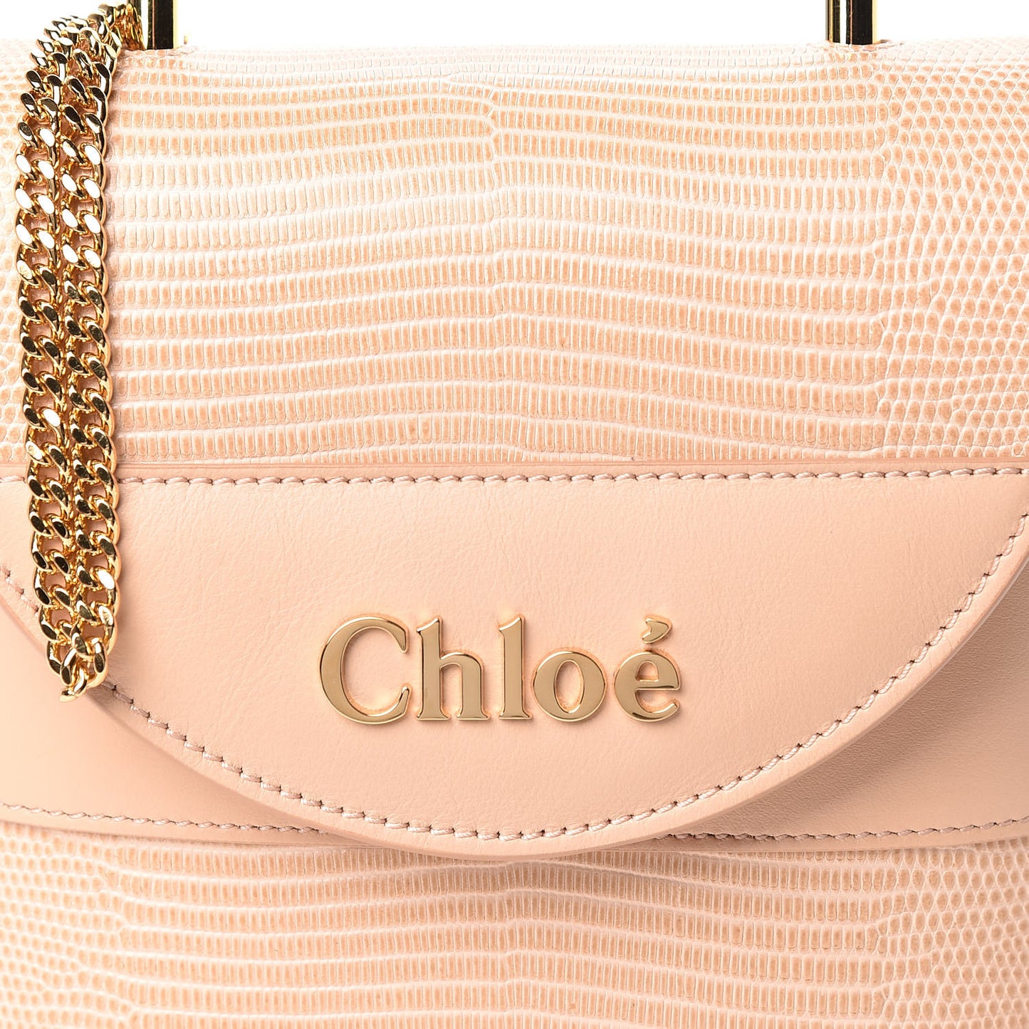 Calfskin Lizard Embossed Small Aby Lock Delicate Pink