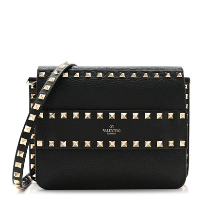 Valentino Garavani Pebbled Calfskin Rockstud Side Slip Crossbody Black 1 of 9