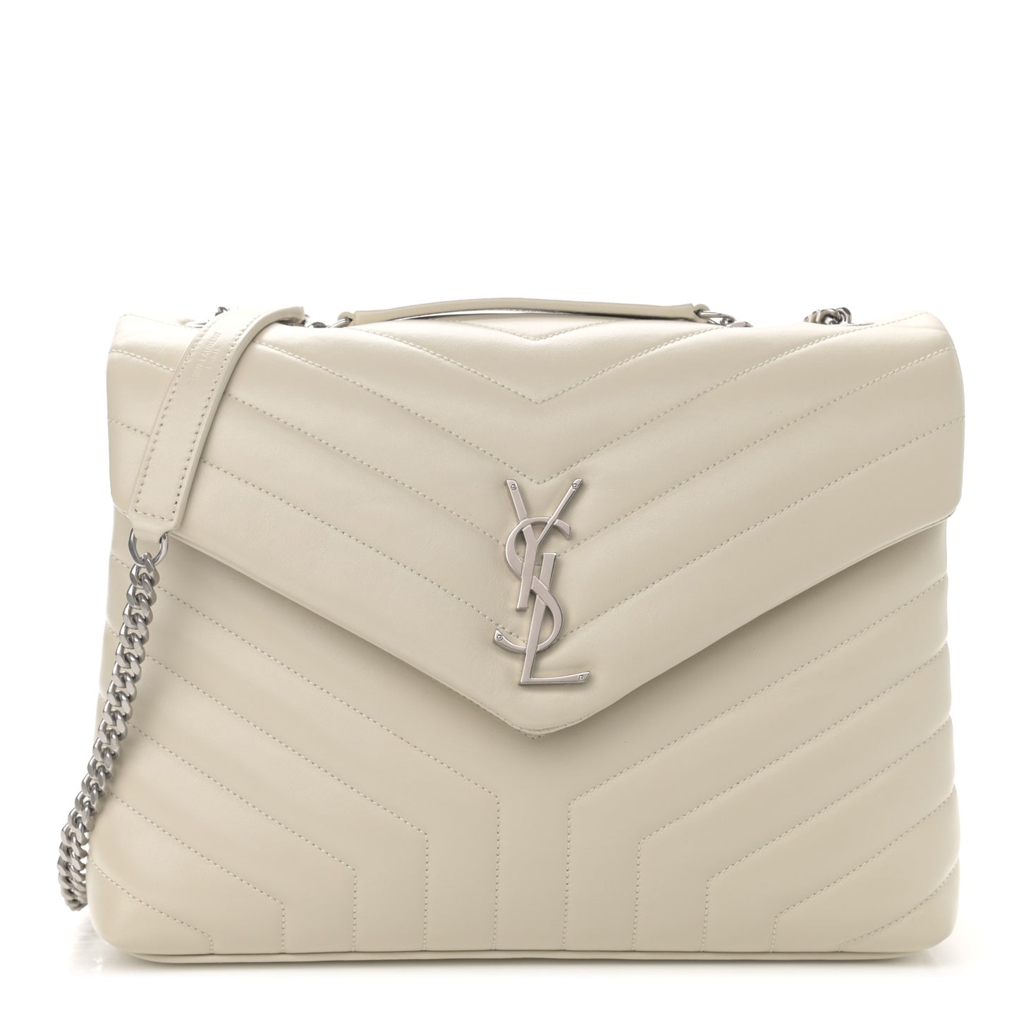 Calfskin Y Quilted Monogram Medium Loulou Chain Satchel Crema Soft