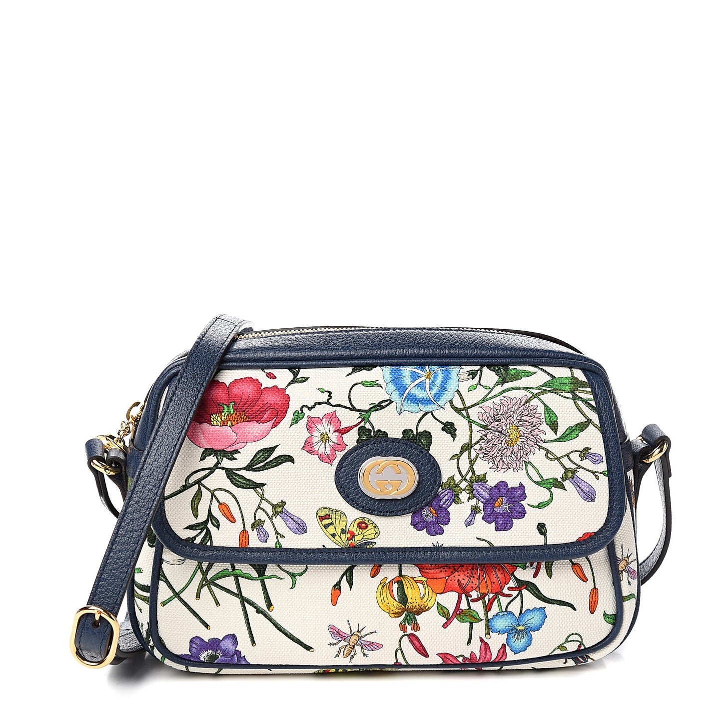 Canvas Flora Floral Shoulder Bag White Blue Agata Mulitcolor
