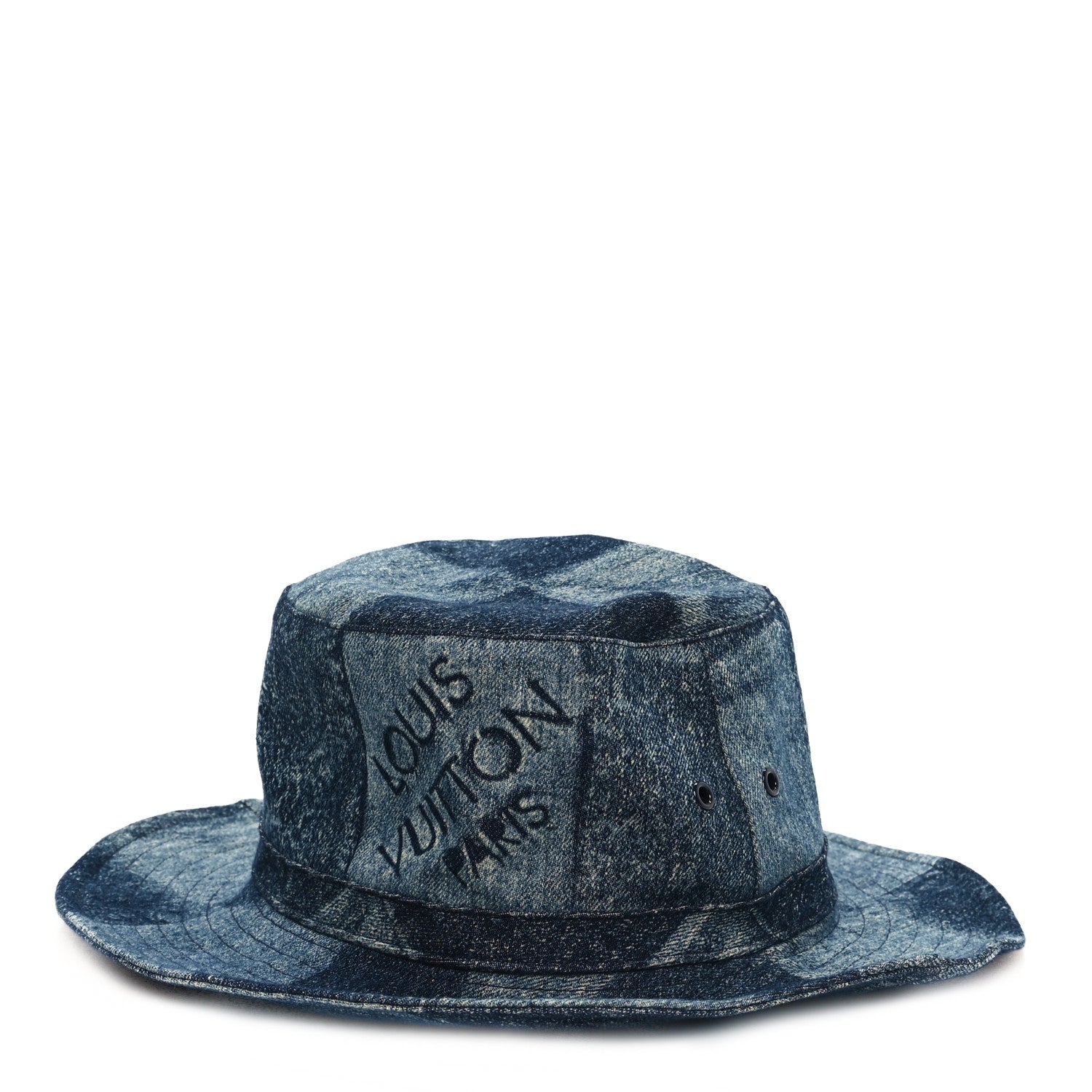 Louis Vuitton Denim Damier Chapeau Skater Bucket Hat 58 Blue 1 of 9