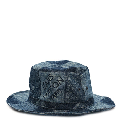 Louis Vuitton Denim Damier Chapeau Skater Bucket Hat 58 Blue 1 of 9