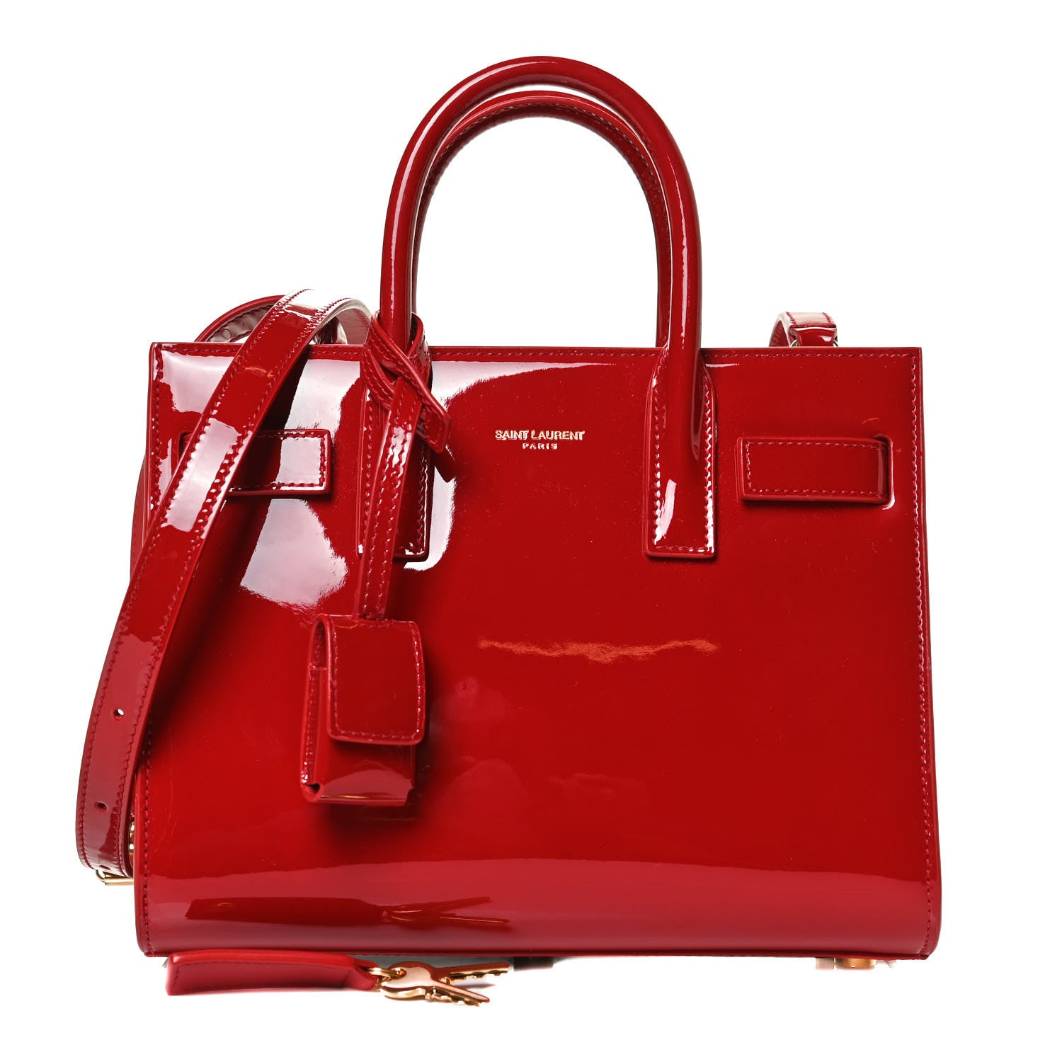 Saint Laurent Patent Nano Sac de Jour Red 1 of 12