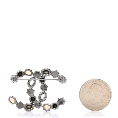 Chanel Crystal Pearl CC Brooch Silver Blue 3 of 5