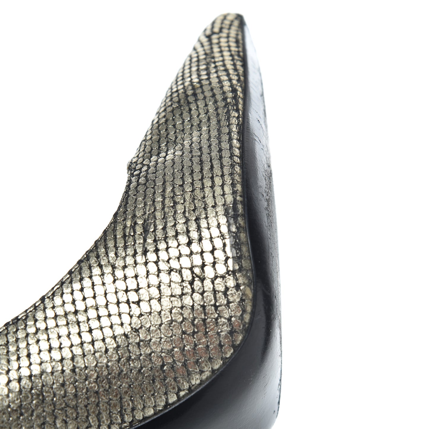 Metallic Snakeskin Embossed Calfskin Classic Paris 105 Pumps 36.5 Black Gold