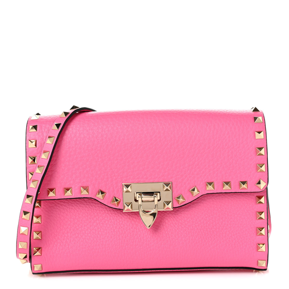 Valentino Garavani Pebbled Calfskin Medium Rockstud Flip Lock Crossbody Bag Feminine Pink 1 of 9