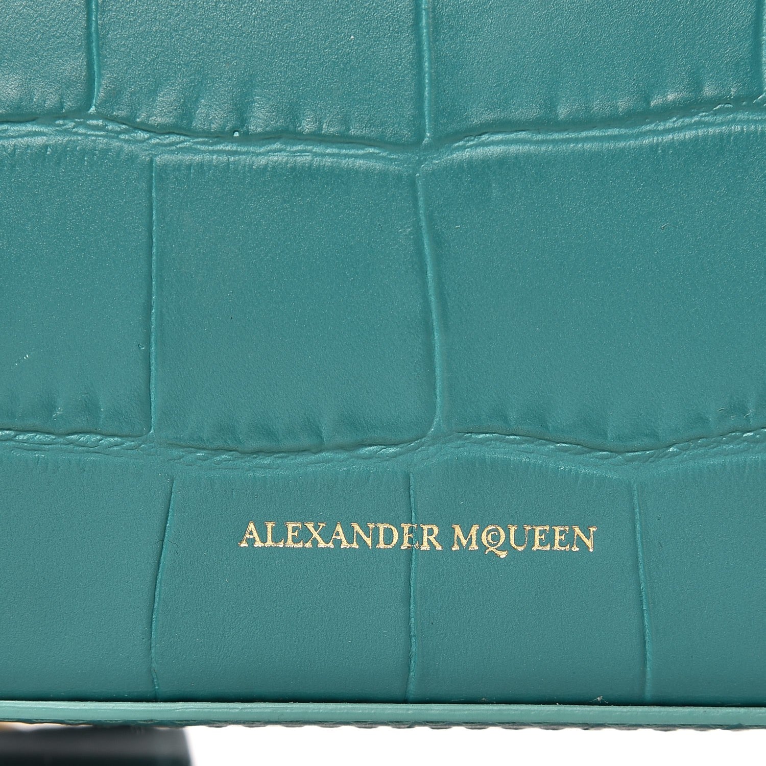 Alexander McQueen Calfskin Crocodile Embossed Box Shoulder Bag 16 Green 8 of 14